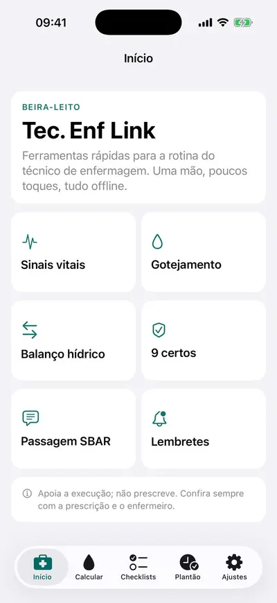 Tela do Tec. Enf Link